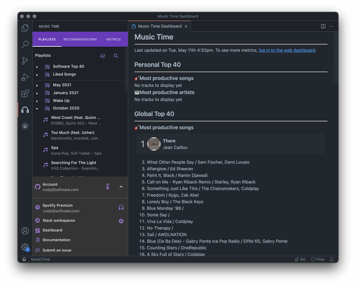 Music Time for Spotify in Visual Studio Code